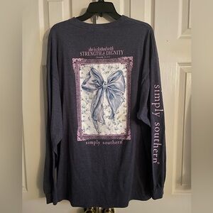 Simply Southern Charcoal Shirt with Blue Bow